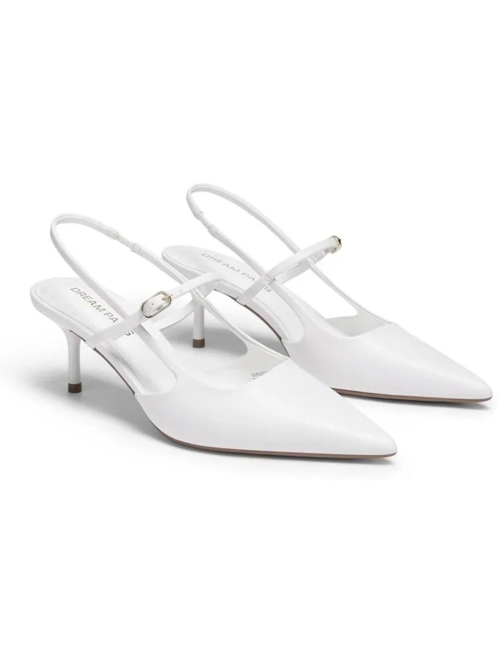 DREAM PAIRS Women's White Kitten Slingback Pointed Closed Toe Heels Shoes